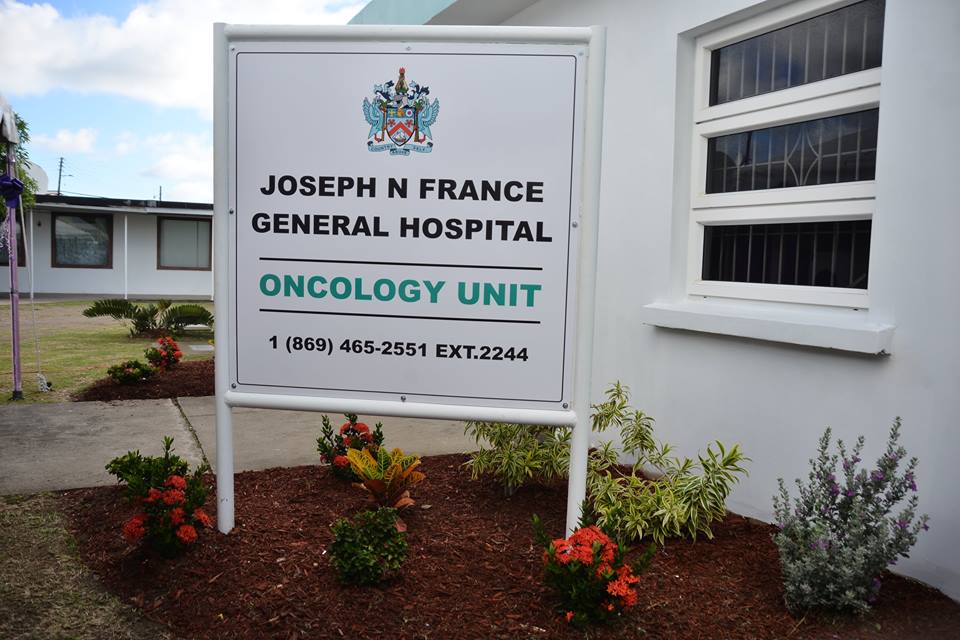 A sign marks the new Oncology Unit at JNF General Hospital 