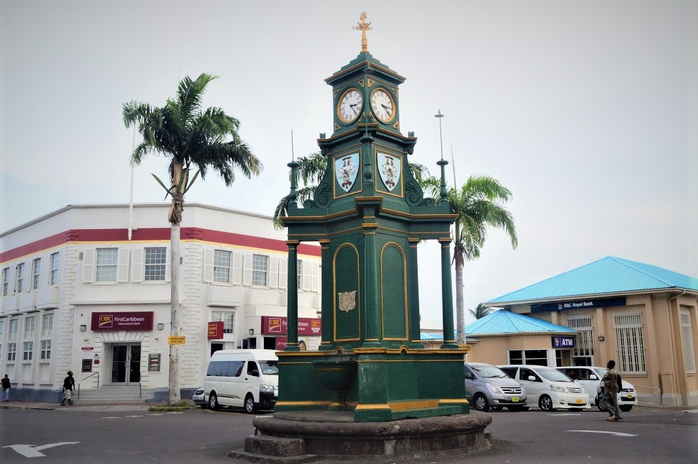BERKELEY MEMORIAL CLOCK AT THE CIRCUS IN BASSETERRE TICKS AGAIN