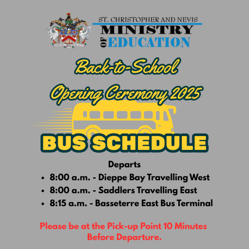 PUBLIC SERVICE ANNOUNCEMENT:BACK TO SCHOOL OPENING CEREMONY BUS SCHEDULE